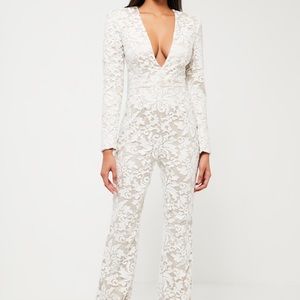 MISSGUIDED Peace + Love Lace Jumpsuit